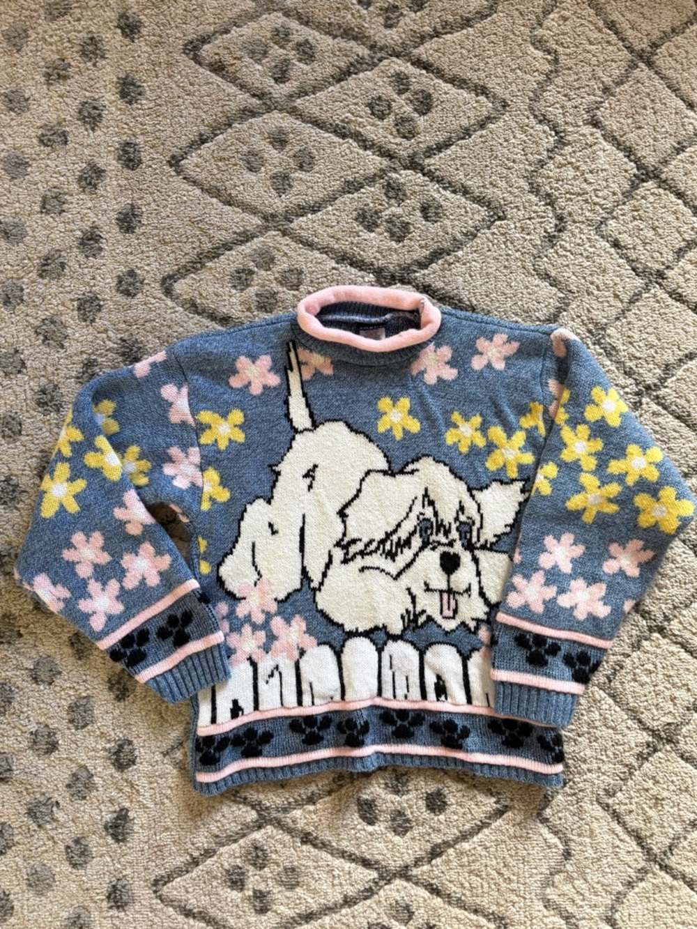 Vintage Young Classics dog floral sweater